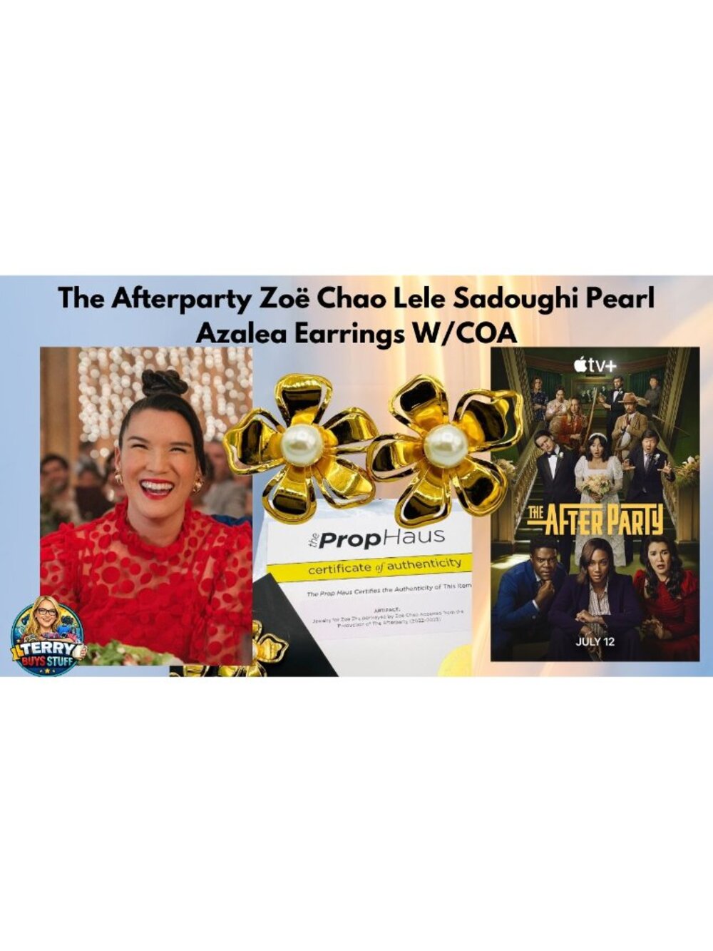 The Afterparty Zoë Chao Lele Sadoughi Pearl Azalea Earrings NWT COA